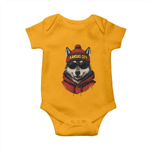 Kansas City Baby Onesie Vintage Retro Wolf Mascot TS10 Gold Print Your Wear