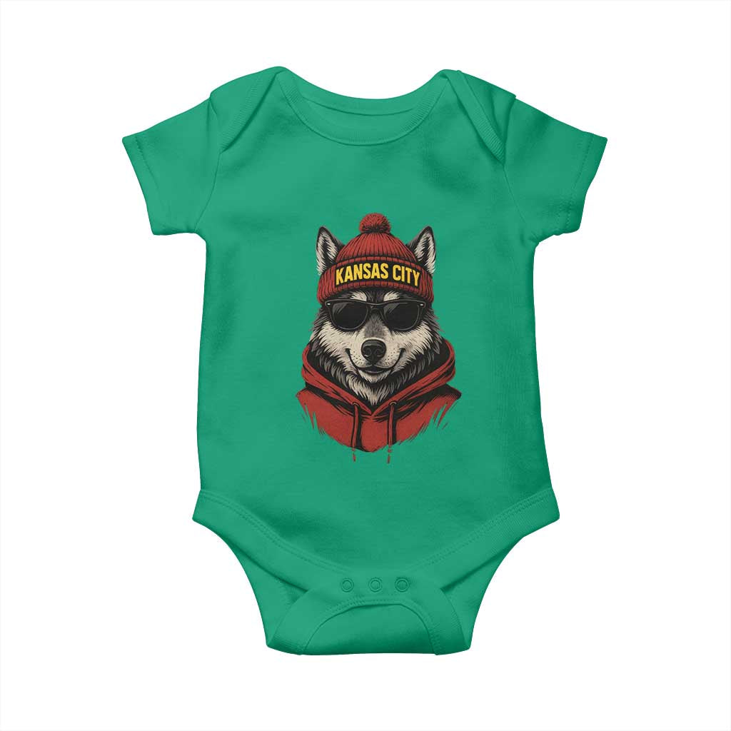 Kansas City Baby Onesie Vintage Retro Wolf Mascot TS10 Irish Green Print Your Wear