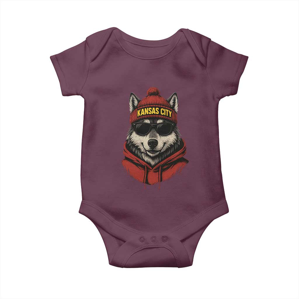 Kansas City Baby Onesie Vintage Retro Wolf Mascot TS10 Maroon Print Your Wear