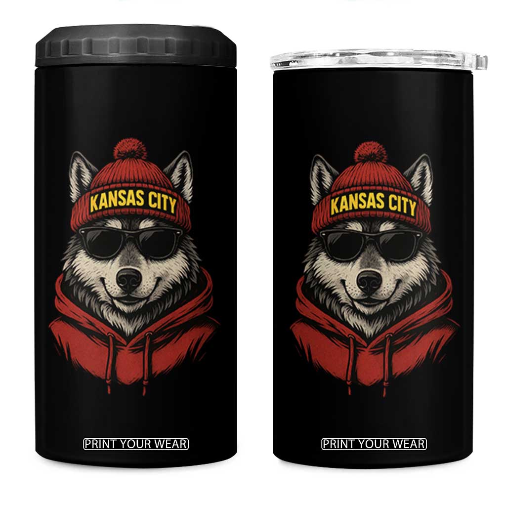 Kansas City 4 in 1 Can Cooler Tumbler Vintage Retro Wolf Mascot TS10 One Size: 16 oz Black Print Your Wear