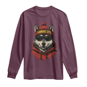 KC Game Day Long Sleeve Shirt Vintage Retro Football Mascot TS10 Maroon Print Your Wear
