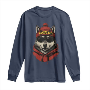 KC Game Day Long Sleeve Shirt Vintage Retro Football Mascot TS10 Navy Print Your Wear