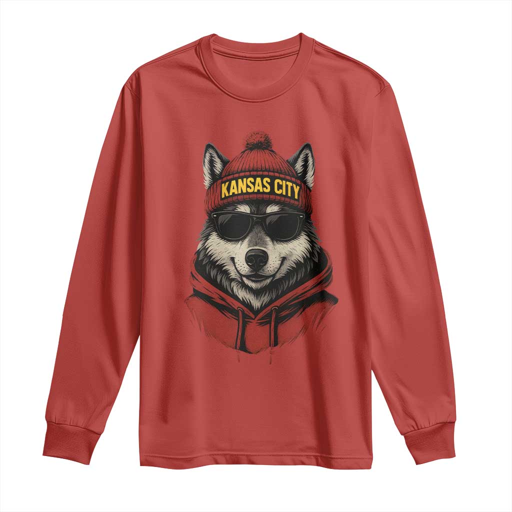 KC Game Day Long Sleeve Shirt Vintage Retro Football Mascot TS10 Red Print Your Wear