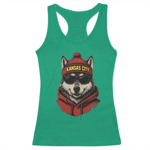 Kansas City Racerback Tank Top Vintage Retro Wolf Mascot TS10 Irish Green Print Your Wear