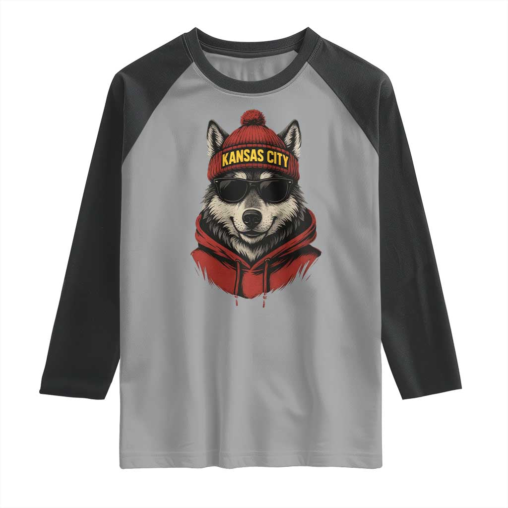 KC Game Day Raglan Shirt Vintage Retro Football Mascot TS10 Sport Gray Black Print Your Wear