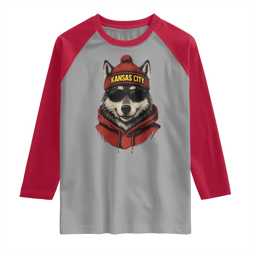 KC Game Day Raglan Shirt Vintage Retro Football Mascot TS10 Sport Gray Red Print Your Wear