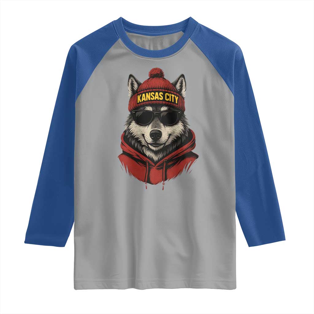 KC Game Day Raglan Shirt Vintage Retro Football Mascot TS10 Sport Gray Royal Print Your Wear