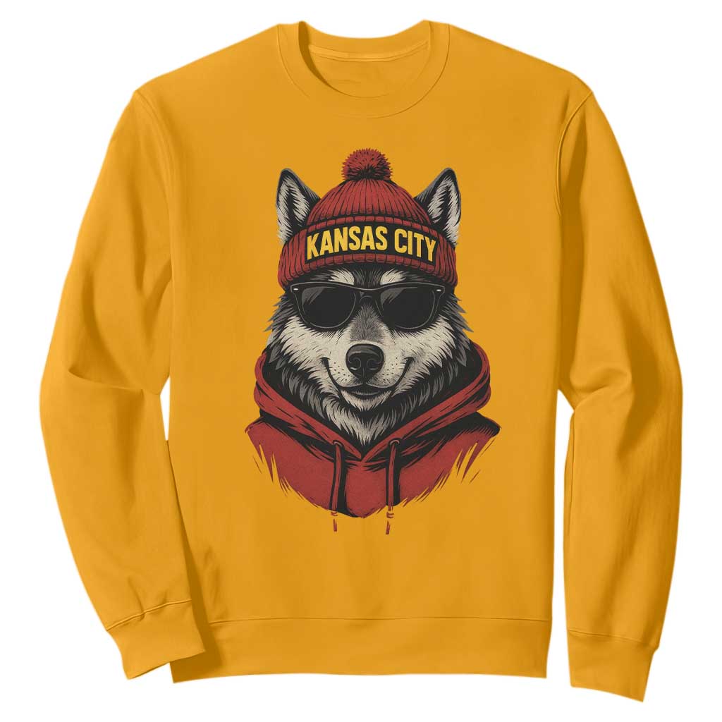 Kansas City Sweatshirt Vintage Retro Wolf Mascot TS10 Gold Print Your Wear