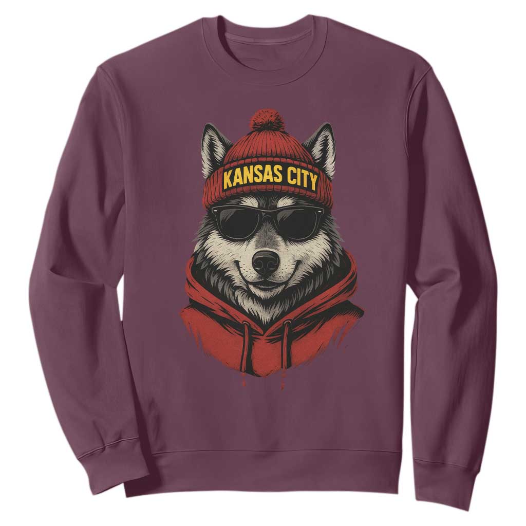Kansas City Sweatshirt Vintage Retro Wolf Mascot TS10 Maroon Print Your Wear