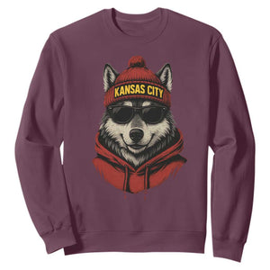 Kansas City Sweatshirt Vintage Retro Wolf Mascot TS10 Maroon Print Your Wear