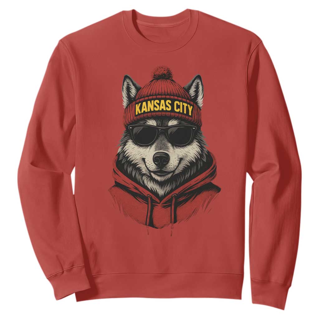 Kansas City Sweatshirt Vintage Retro Wolf Mascot TS10 Red Print Your Wear
