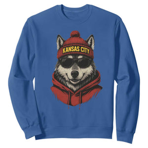 Kansas City Sweatshirt Vintage Retro Wolf Mascot TS10 Royal Blue Print Your Wear