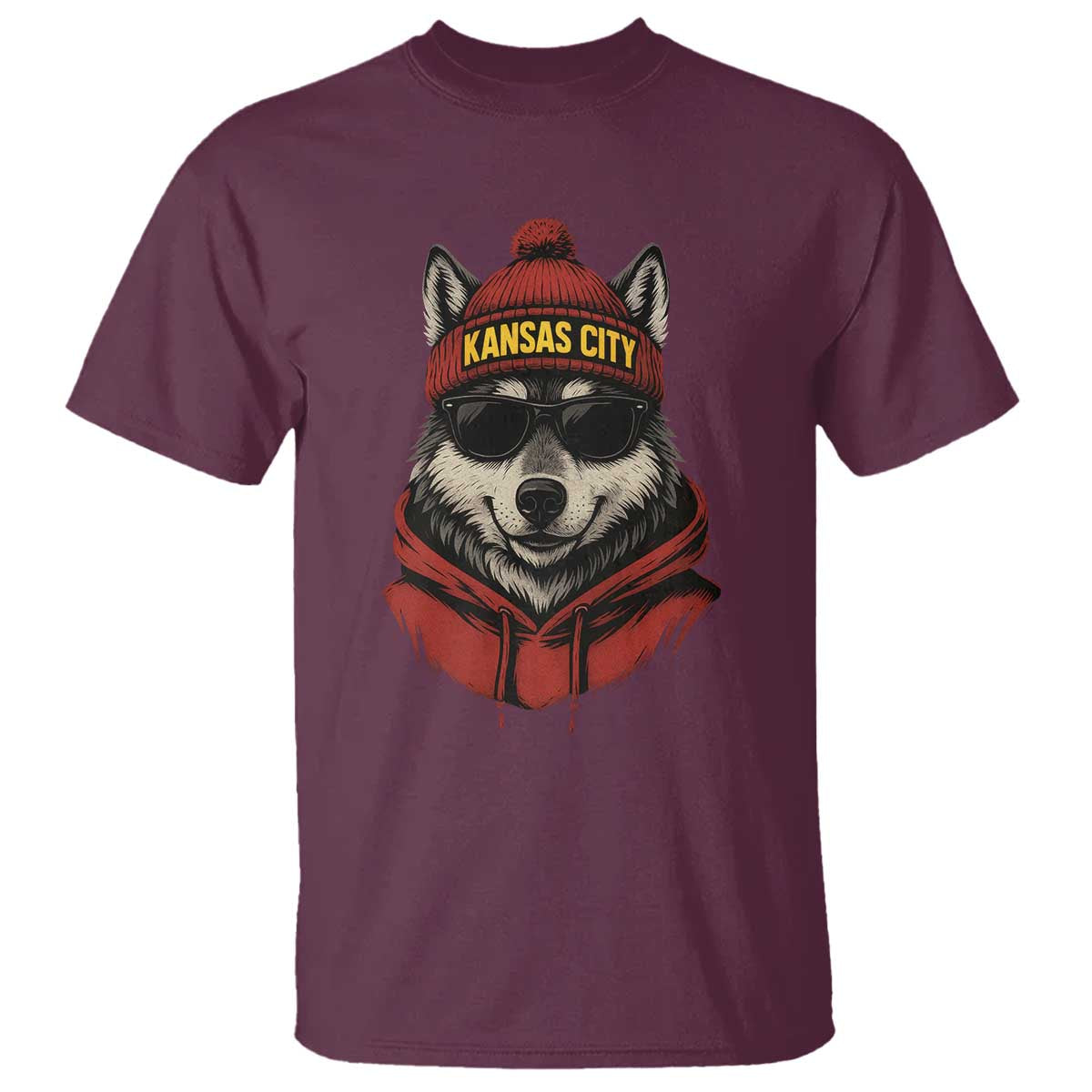 Kansas City T Shirt Vintage Retro Wolf Mascot TS10 Maroon Print Your Wear