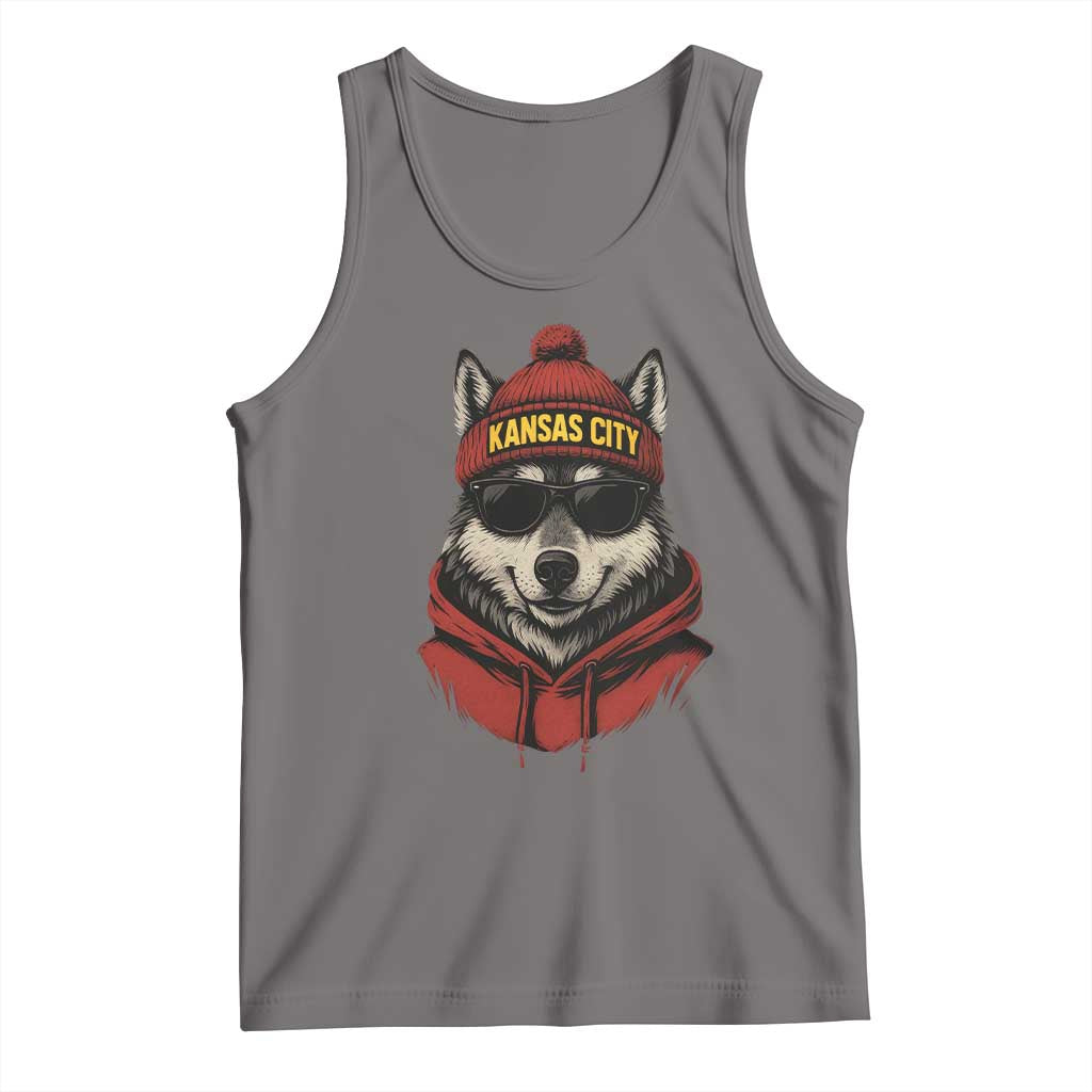 KC Game Day Tank Top Vintage Retro Football Mascot TS10 Deep Heather Print Your Wear