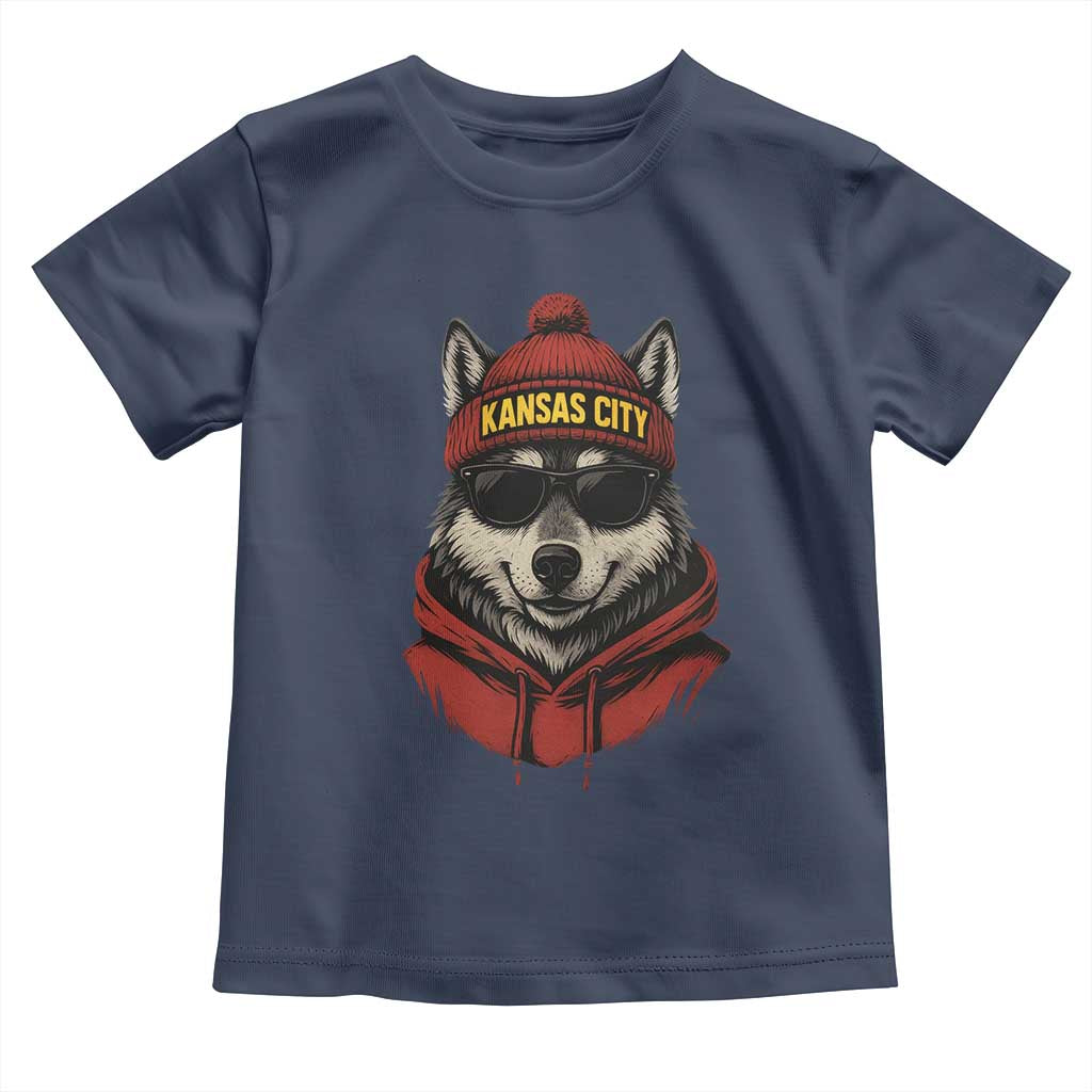 Kansas City Toddler T Shirt Vintage Retro Wolf Mascot TS10 Navy Print Your Wear