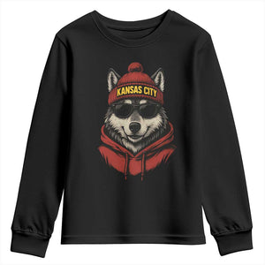 Kansas City Youth Sweatshirt Vintage Retro Wolf Mascot TS10 Black Print Your Wear