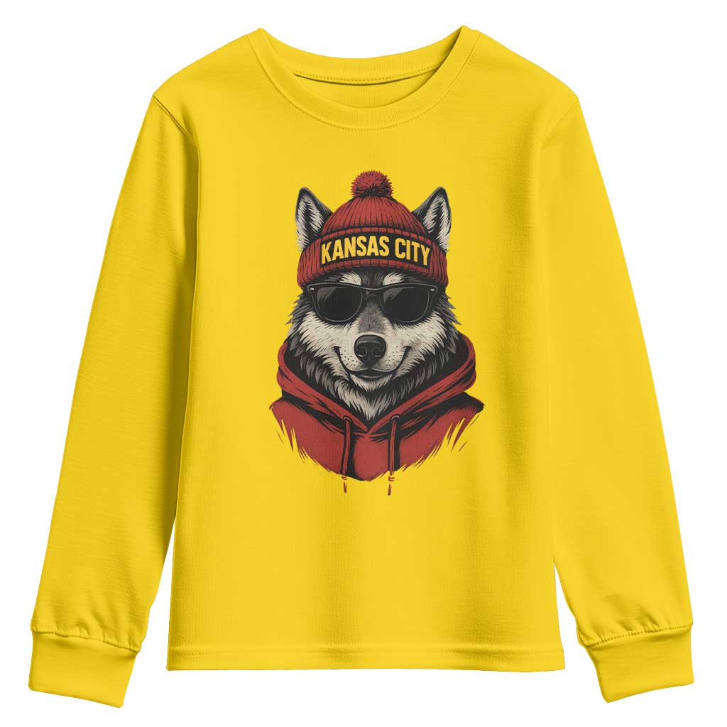 Kansas City Youth Sweatshirt Vintage Retro Wolf Mascot TS10 Daisy Print Your Wear