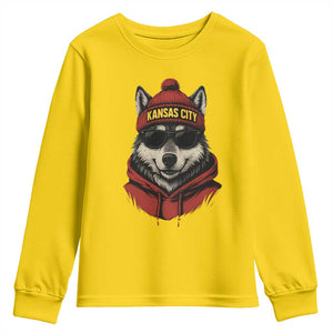Kansas City Youth Sweatshirt Vintage Retro Wolf Mascot TS10 Daisy Print Your Wear
