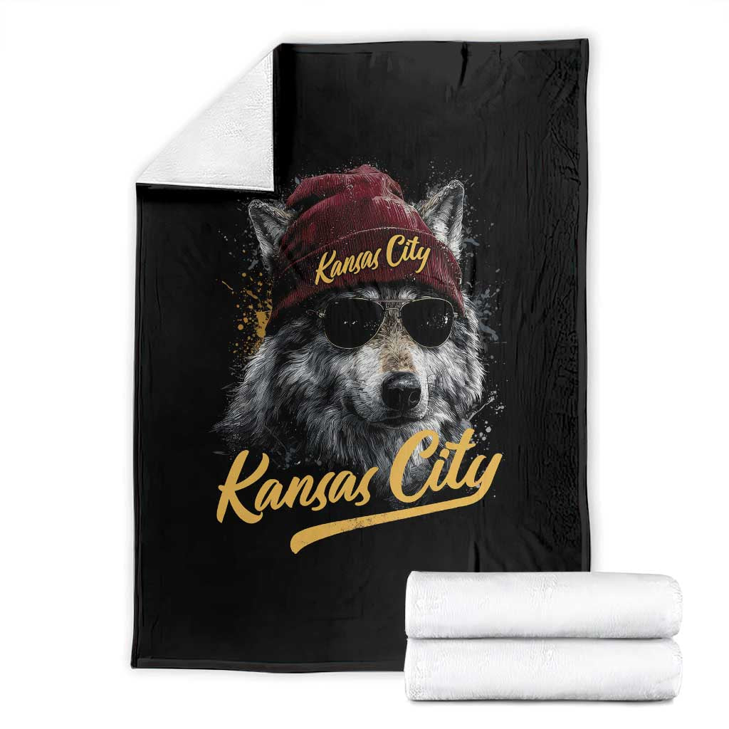 Kansas City Throw Blanket Retro Vintage Watercolors Sport Wolf Mascot TS10 Black Print Your Wear