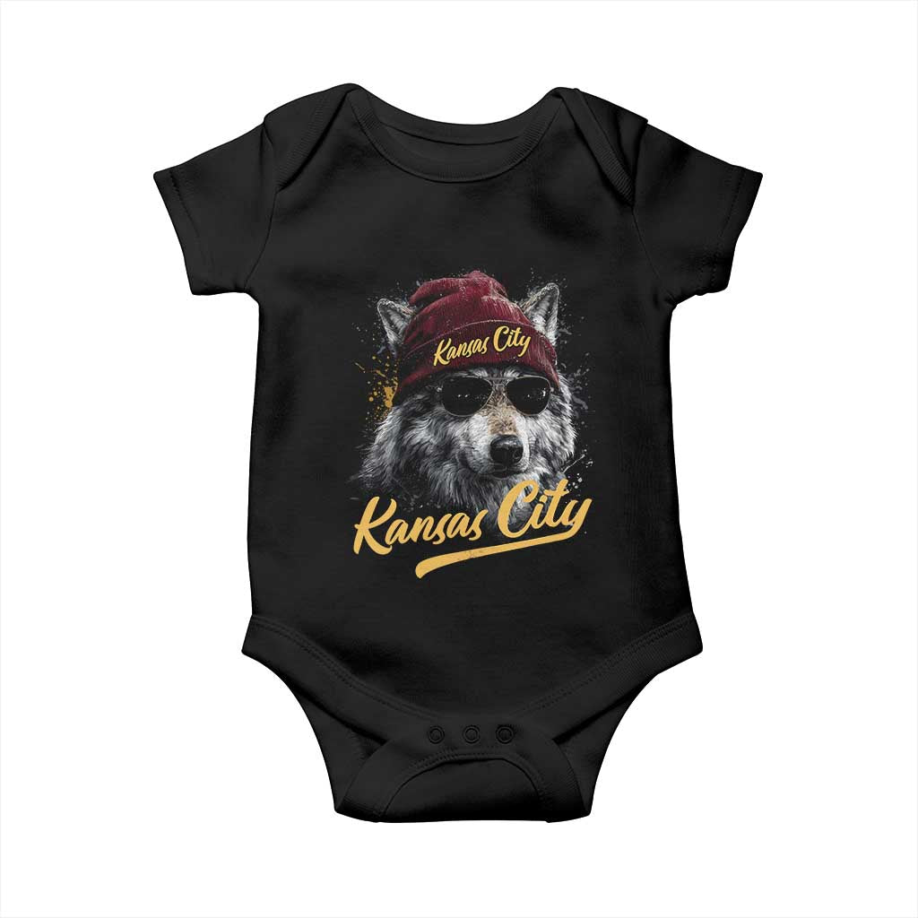 Kansas City Baby Onesie Retro Vintage Watercolors Sport Wolf Mascot TS10 Black Print Your Wear