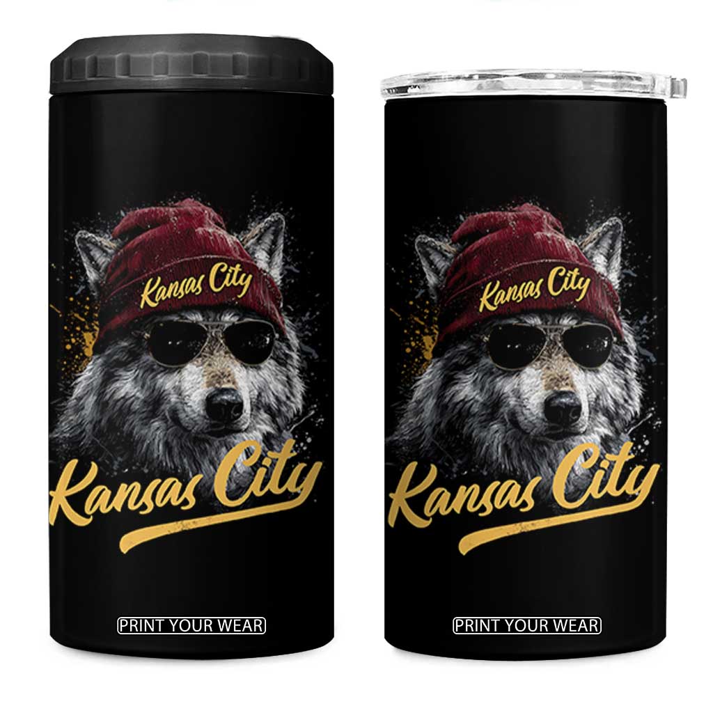 Kansas City 4 in 1 Can Cooler Tumbler Retro Vintage Watercolors Sport Wolf Mascot TS10 One Size: 16 oz Black Print Your Wear