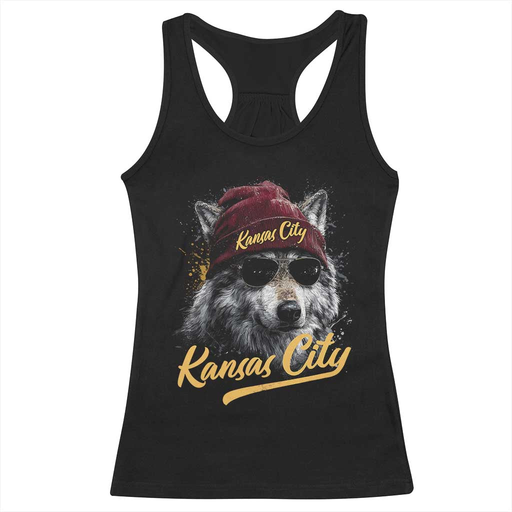 Kansas City Racerback Tank Top Retro Vintage Watercolors Sport Wolf Mascot TS10 Black Print Your Wear