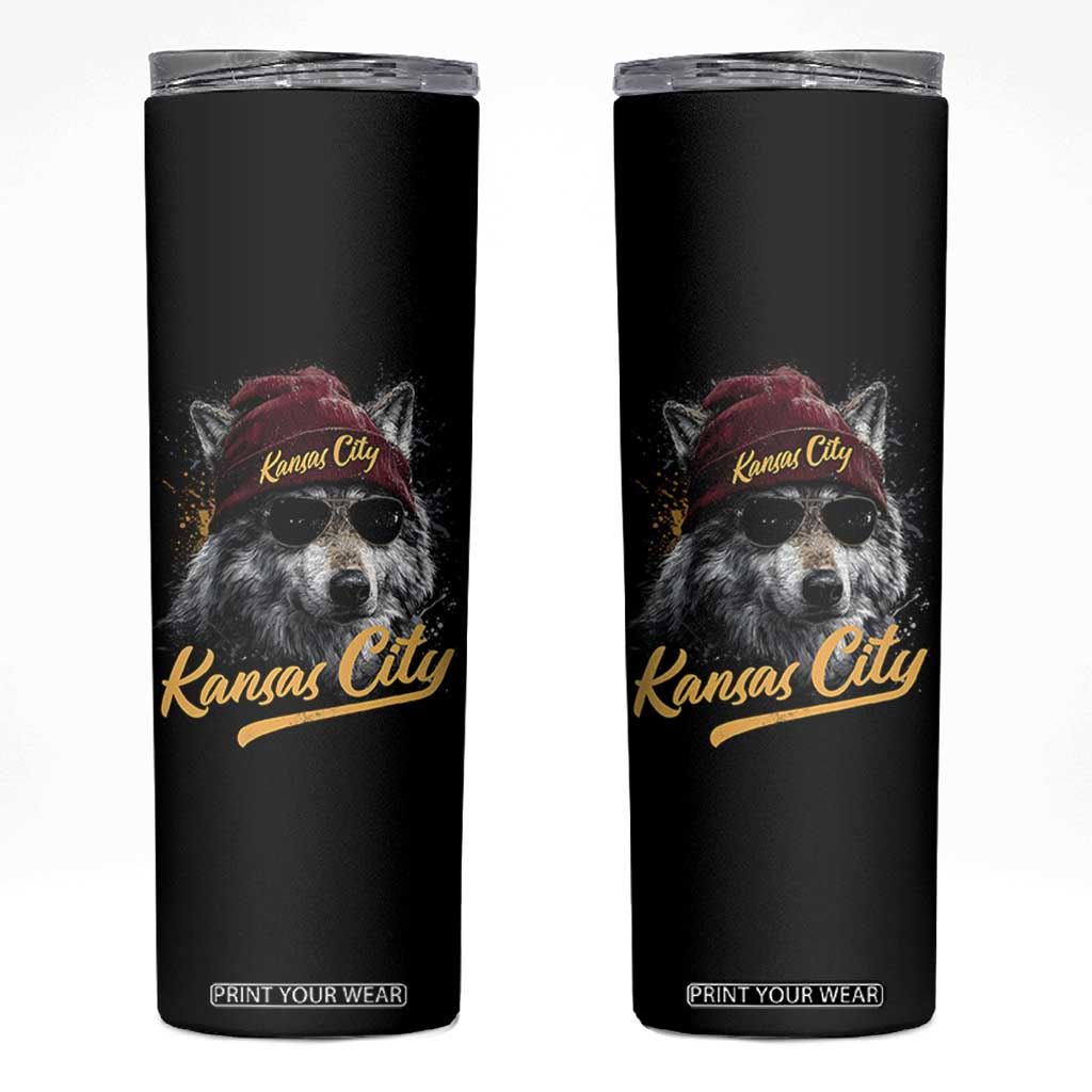 Kansas City Skinny Tumbler Retro Vintage Watercolors Sport Wolf Mascot TS10 Black Print Your Wear