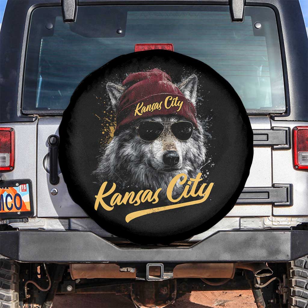Kansas City Spare Tire Cover Retro Vintage Watercolors Sport Wolf Mascot TS10 No hole Black Print Your Wear