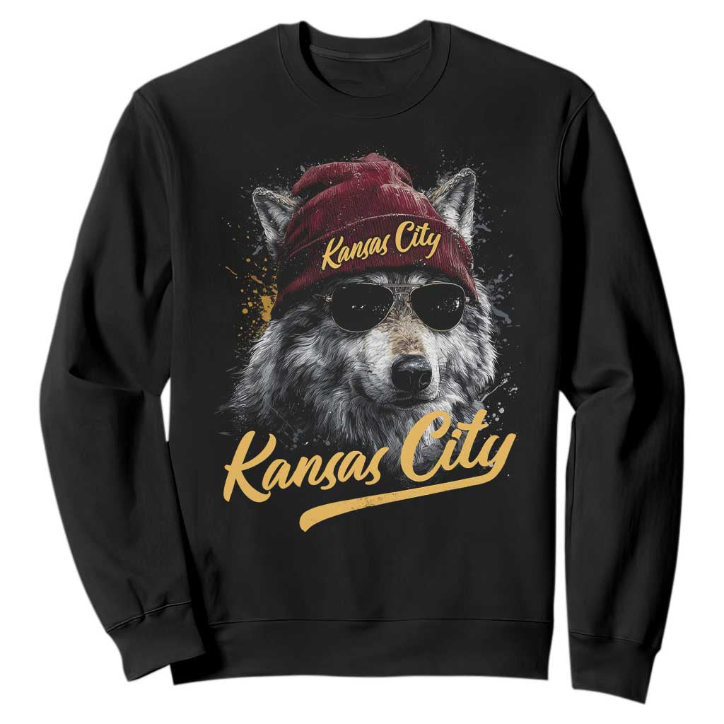 Kansas City Sweatshirt Retro Vintage Watercolors Sport Wolf Mascot TS10 Black Print Your Wear