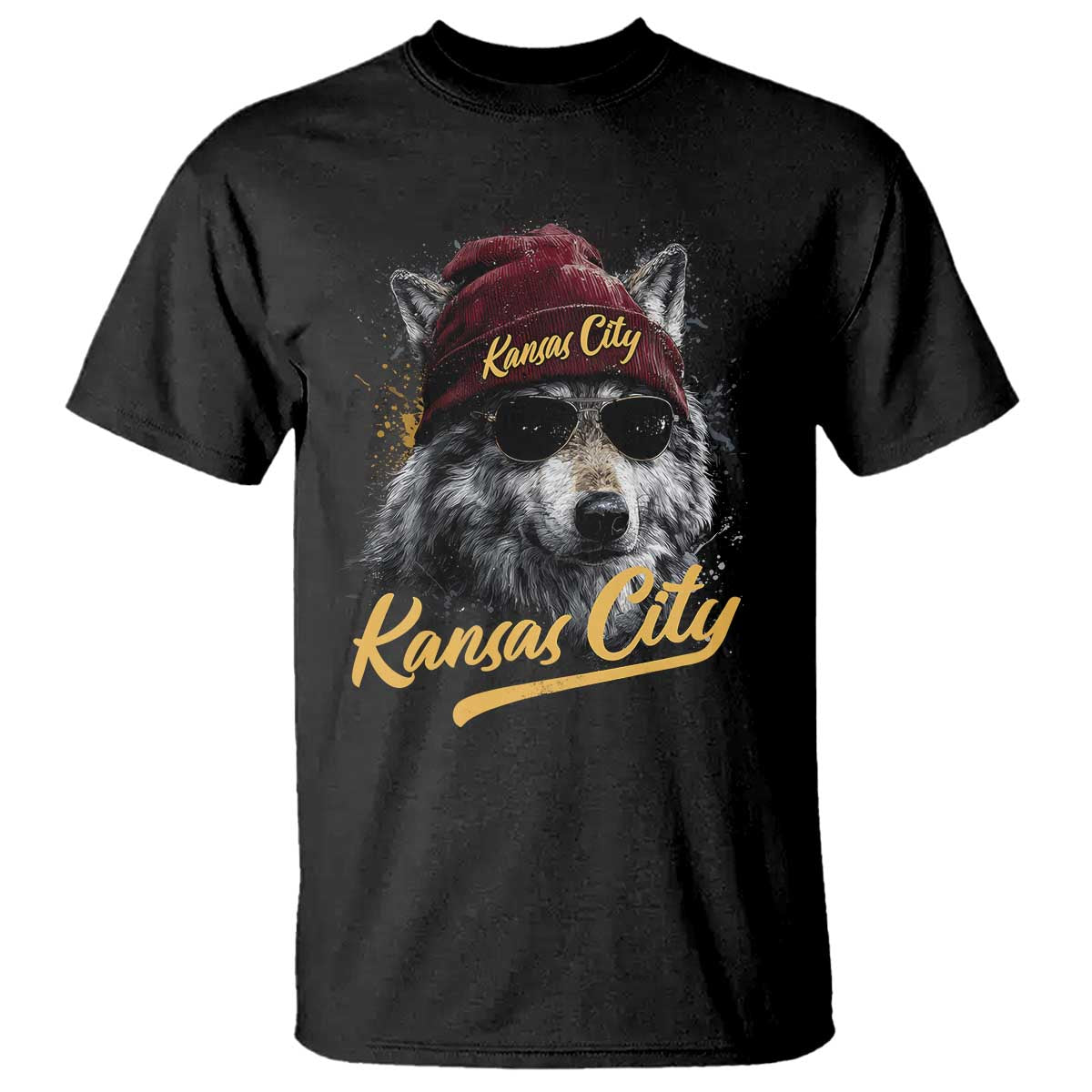 Kansas City T Shirt Retro Vintage Watercolors Sport Wolf Mascot TS10 Black Print Your Wear