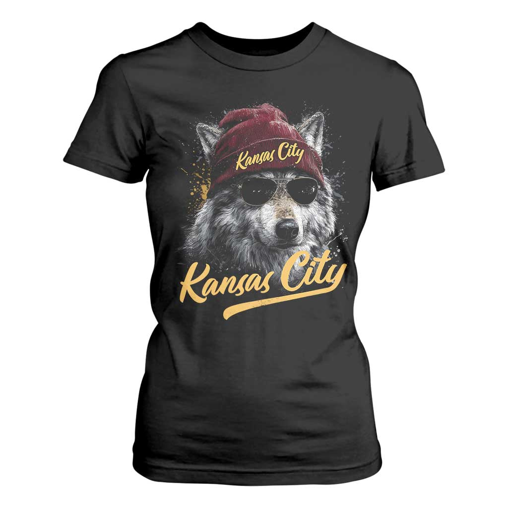 Kansas City T Shirt For Women Retro Vintage Watercolors Sport Wolf Mascot TS10 Black Print Your Wear