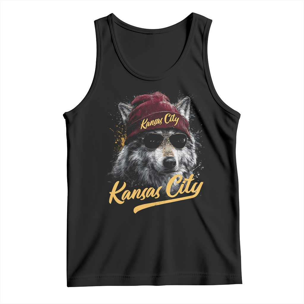 Kansas City Tank Top Retro Vintage Watercolors Sport Wolf Mascot TS10 Black Print Your Wear