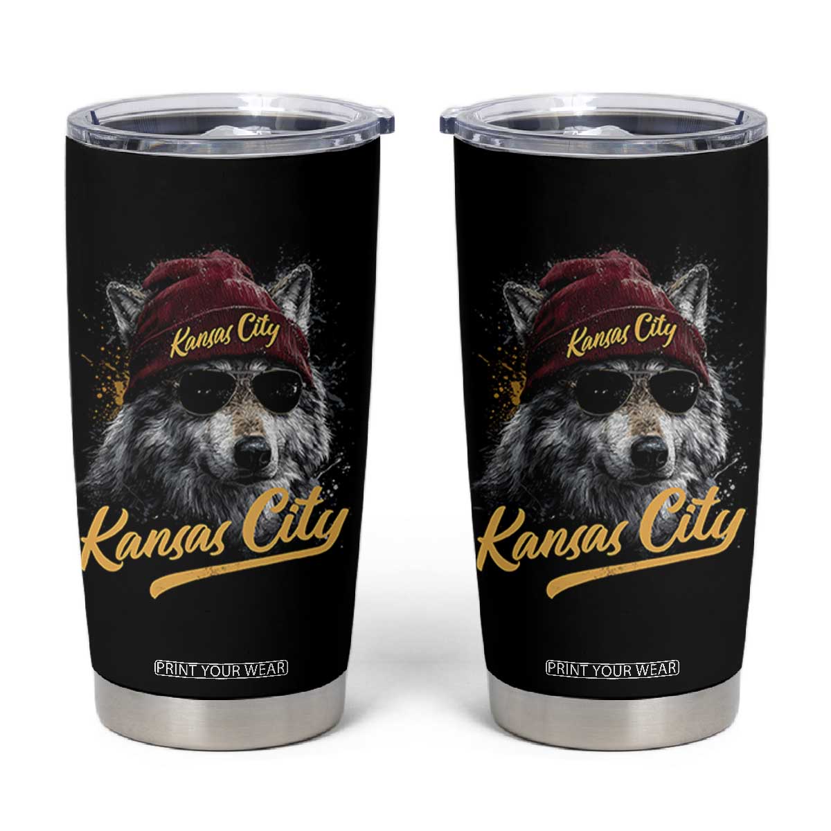 Kansas City Tumbler Cup Retro Vintage Watercolors Sport Wolf Mascot TS10 Black Print Your Wear