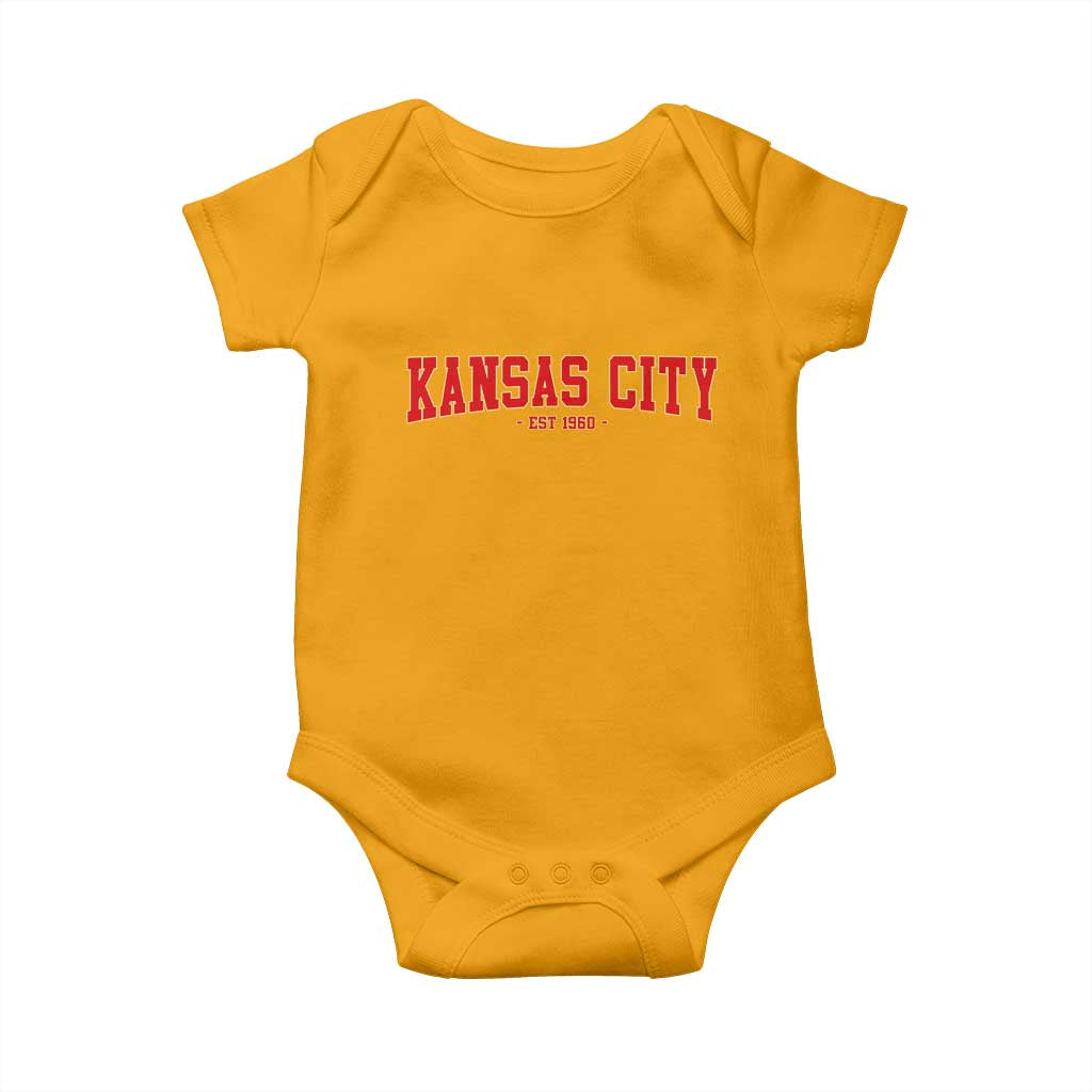 Kansas City Baby Onesie Retro Style 90s Vintage Unisex Varisty TS10 Gold Print Your Wear