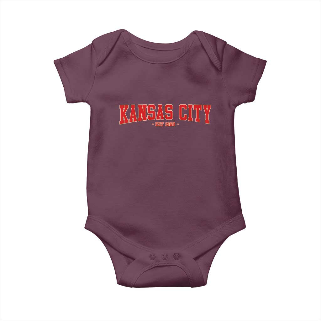 Kansas City Baby Onesie Retro Style 90s Vintage Unisex Varisty TS10 Maroon Print Your Wear