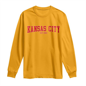 Kansas City Long Sleeve Shirt Retro Style 90s Vintage Unisex Varisty TS10 Gold Print Your Wear