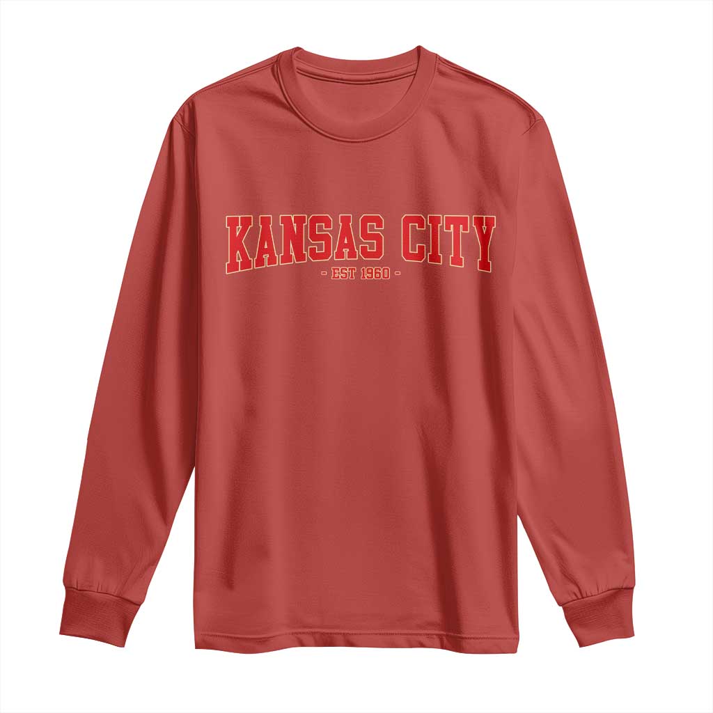 Kansas City Long Sleeve Shirt Retro Style 90s Vintage Unisex Varisty TS10 Red Print Your Wear