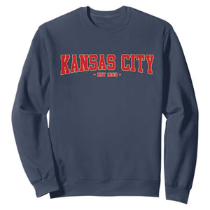 Kansas City Sweatshirt Retro Style 90s Vintage Unisex Varisty TS10 Navy Print Your Wear