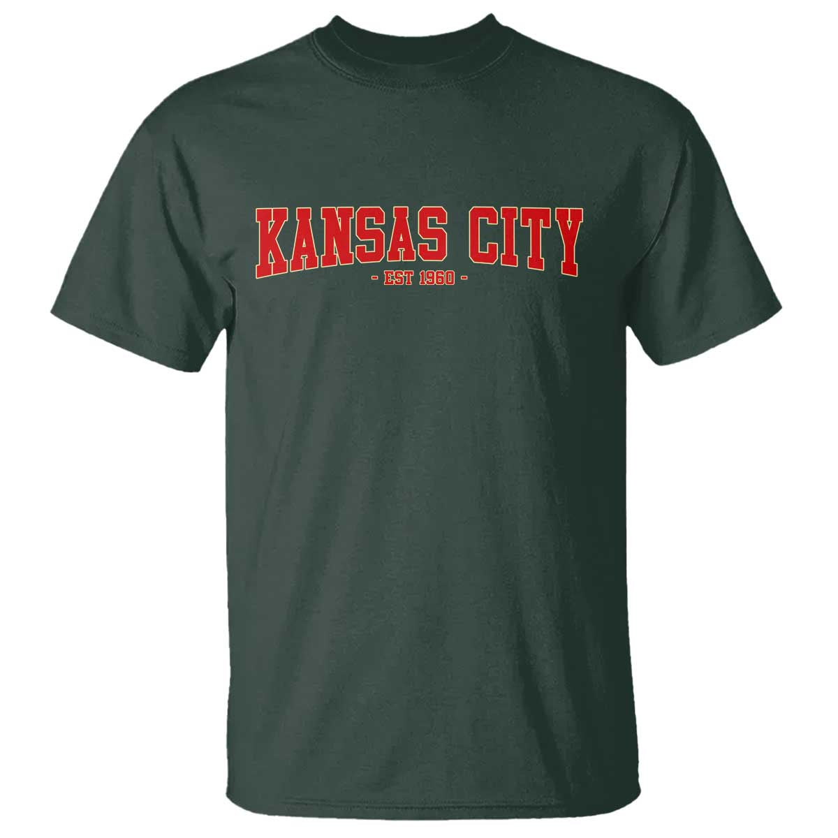 Kansas City T Shirt Retro Style 90s Vintage Unisex Varisty TS10 Dark Forest Green Print Your Wear
