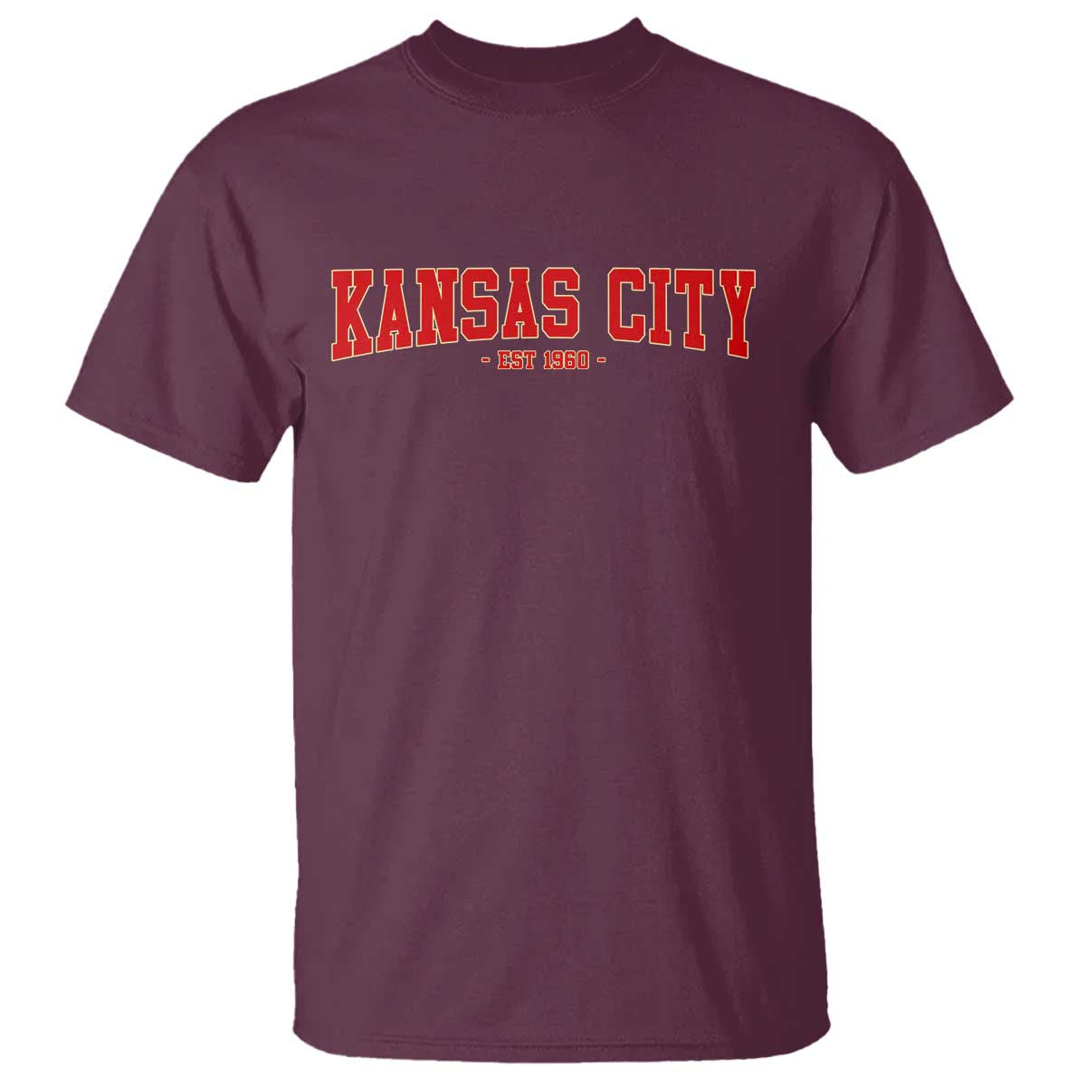 Kansas City T Shirt Retro Style 90s Vintage Unisex Varisty TS10 Maroon Print Your Wear