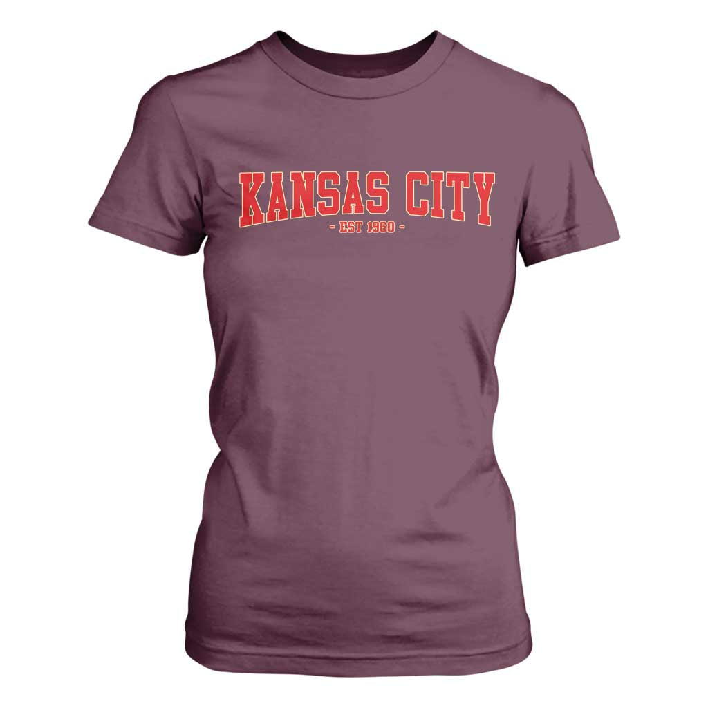 Kansas City T Shirt For Women Retro Style 90s Vintage Unisex Varisty TS10 Maroon Print Your Wear