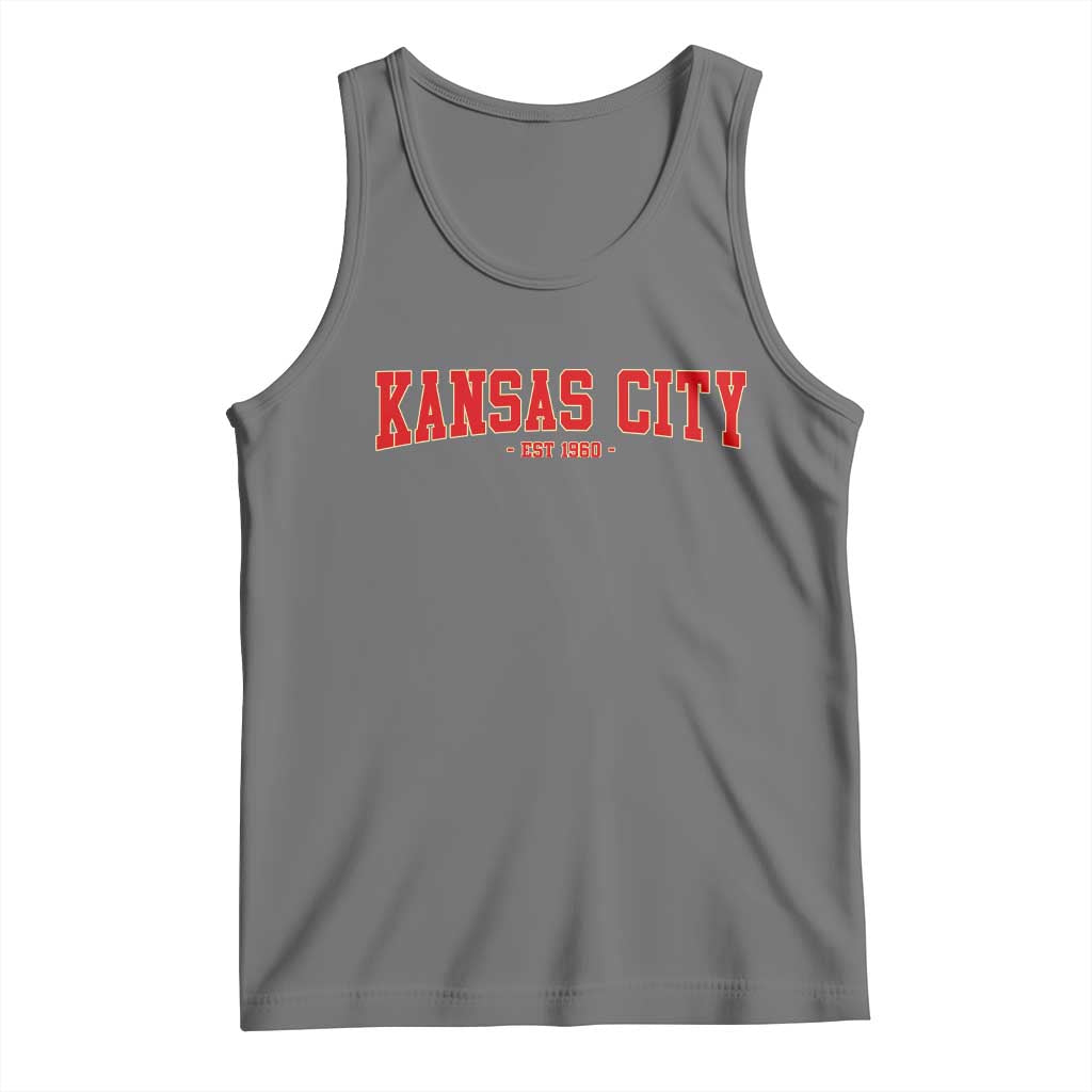 KC Game Day Tank Top Retro Style 90s Vintage Unisex Varisty Football TS10 Black Heather Print Your Wear