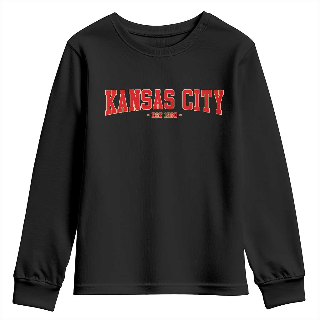 Kansas City Youth Sweatshirt Retro Style 90s Vintage Unisex Varisty TS10 Black Print Your Wear
