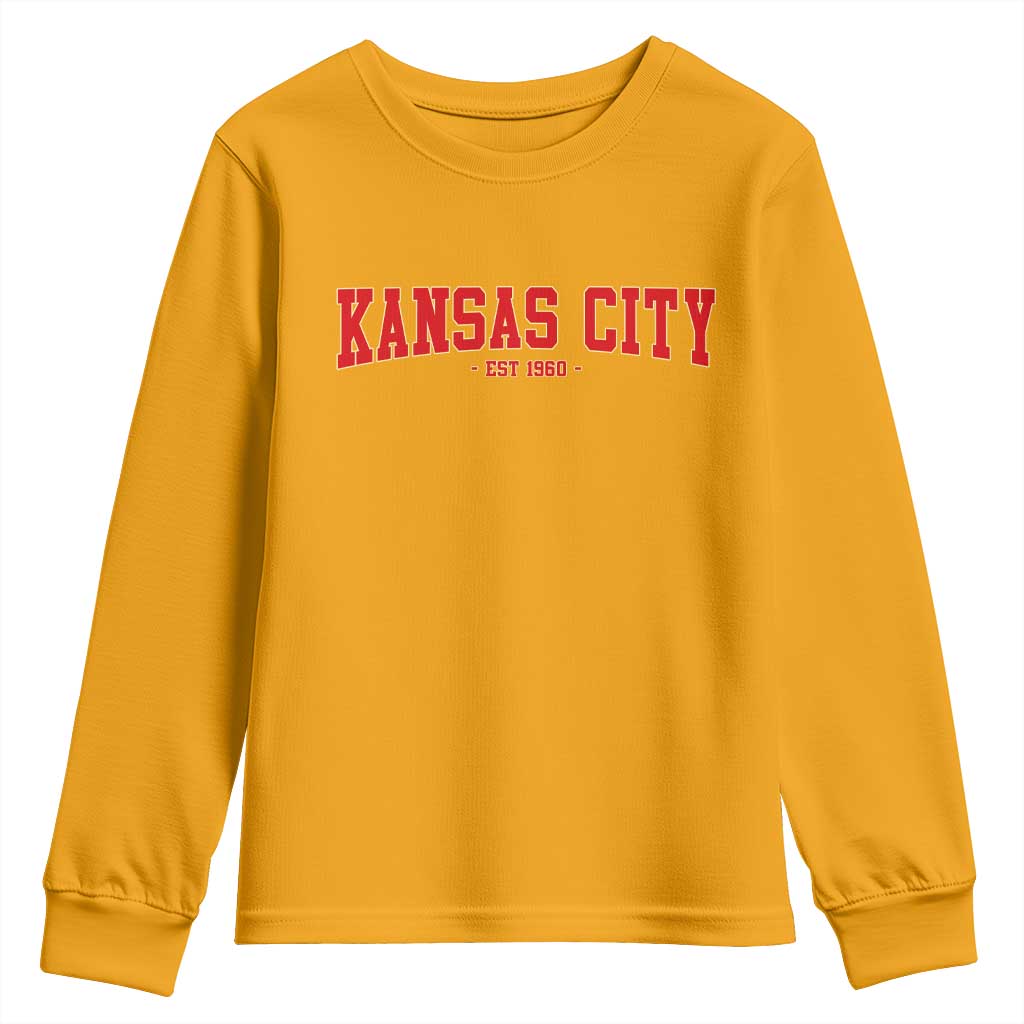 KC Game Day Youth Sweatshirt Retro Style 90s Vintage Unisex Varisty Football TS10 Gold Print Your Wear