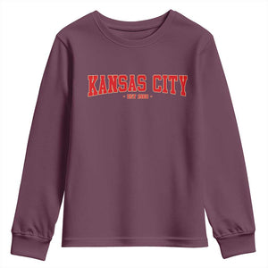 KC Game Day Youth Sweatshirt Retro Style 90s Vintage Unisex Varisty Football TS10 Maroon Print Your Wear