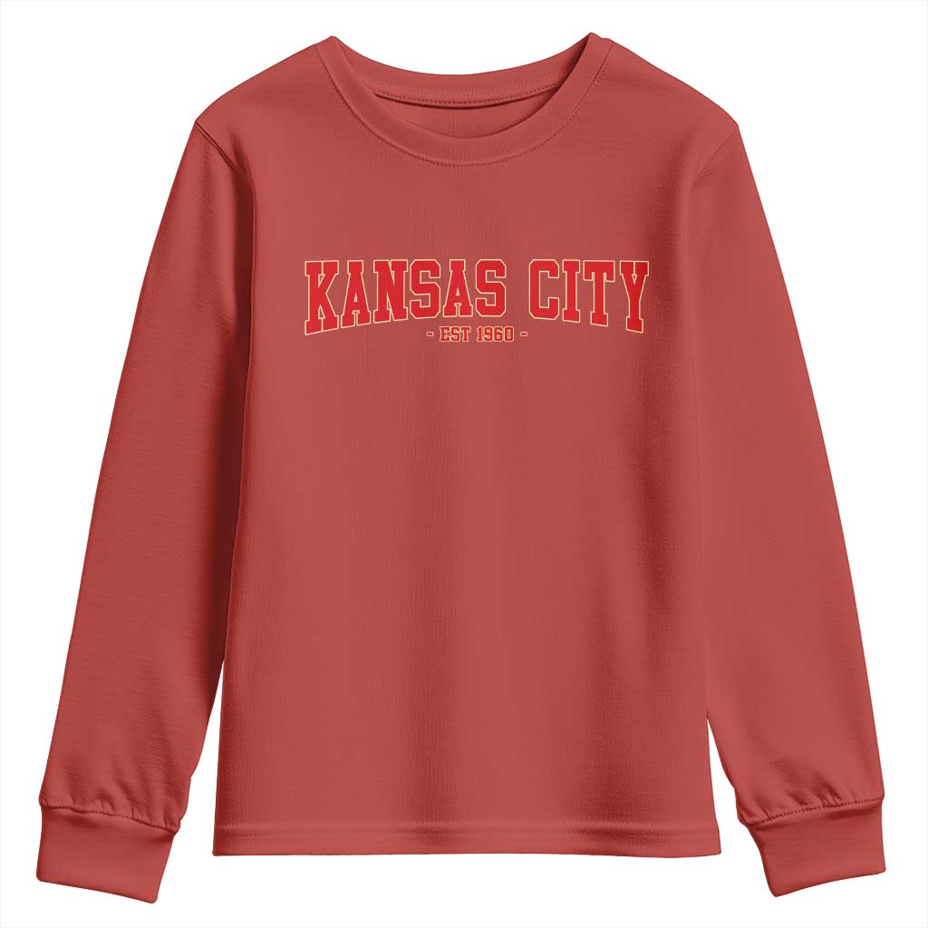 KC Game Day Youth Sweatshirt Retro Style 90s Vintage Unisex Varisty Football TS10 Red Print Your Wear