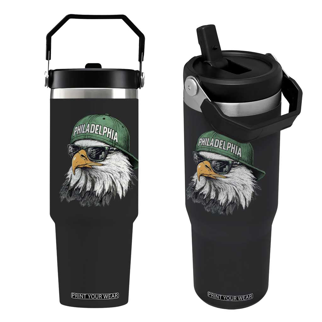 Philadelphia Fan Flip Straw Tumbler Retro Eagle Sports Fan TS10 One Size: 30 oz Black Print Your Wear