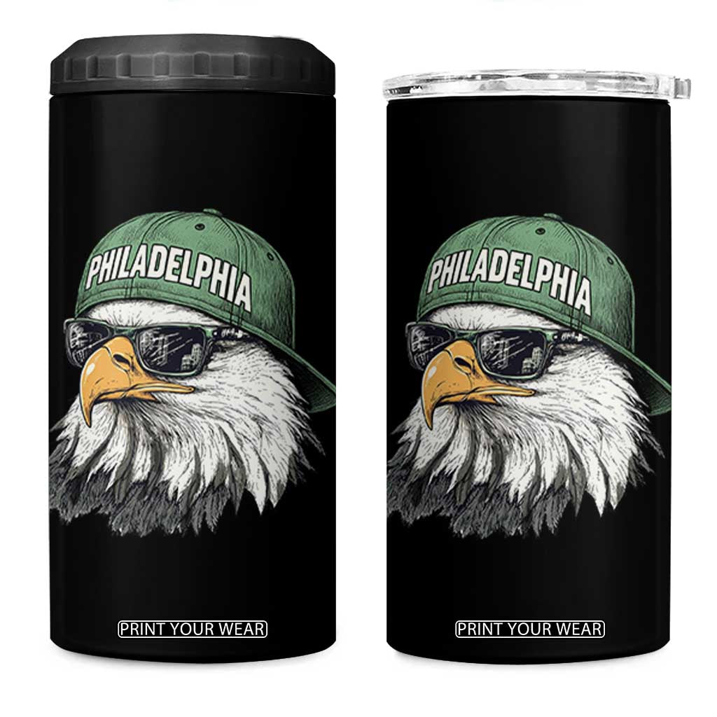 Philadelphia Fan 4 in 1 Can Cooler Tumbler Retro Eagle Sports Fan TS10 One Size: 16 oz Black Print Your Wear