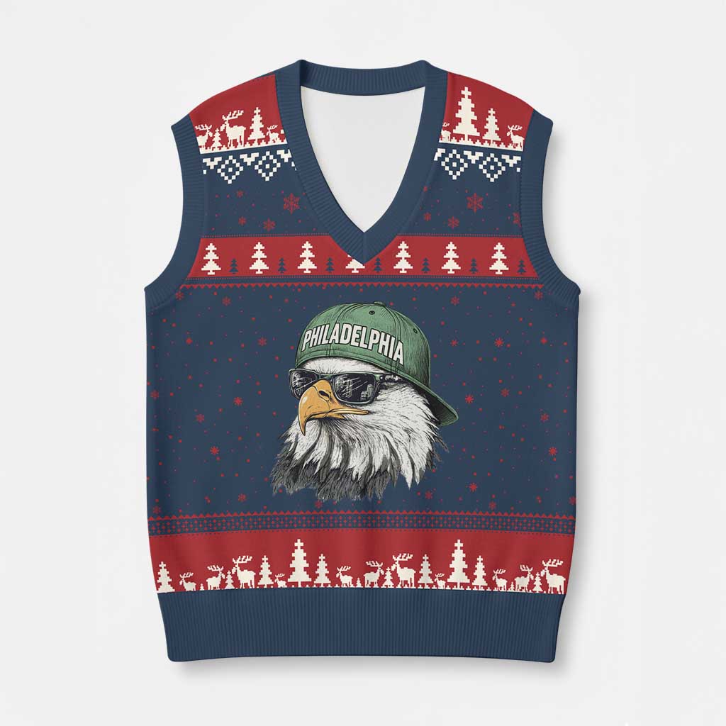 EF Game Day V-Neck Knit Sweater Vest Retro Sports Fan TS10 Navy Red Print Your Wear