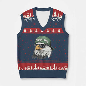 Philadelphia Fan V-Neck Knit Sweater Vest Retro Eagle Sports Fan TS10 Navy Red Print Your Wear